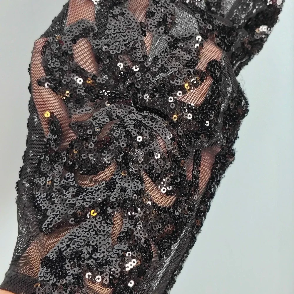 Southern Fried Chics XL Black Sequin Mesh Duster Cardigan Victorian gothic - Picture 7 of 14